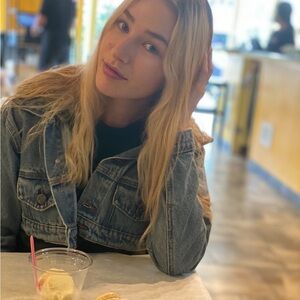 Super Cropped Mini Denim Hoodie Jean Jacket with Hood size XS from LF Carmar